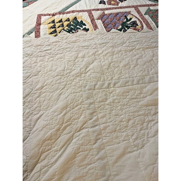 Vintage Patchwork Flower Quilt Handmade Hand Stitched Multicolor Full Size - Picture 8 of 10